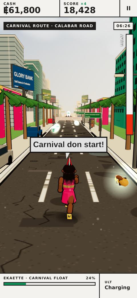 Ekaette the carnival dancer on the Carnival Route, Calabar