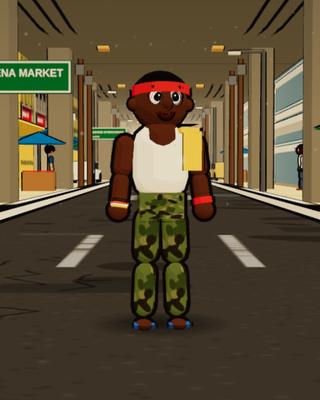 Lanre, the Agbero, in the game