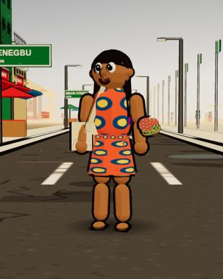 Uche, the Fashion Designer, in the game