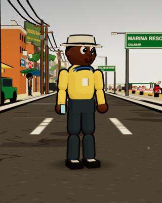 Etim, the Tour Guide, in the game