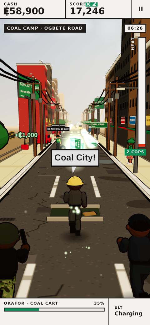Okafor the coal miner running through Coal Camp, Enugu